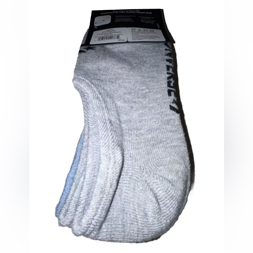 Converse Flat Knit Ultra Low Socks 3 Pair Women 4-10 Black Blue Gray Logo Chucks - Picture 8 of 9